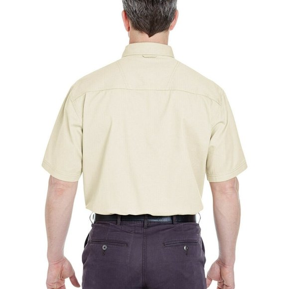 Men's Short-Sleeve Twill Shirt With Pocket- 4XL (Natural) - Picture 3 of 3